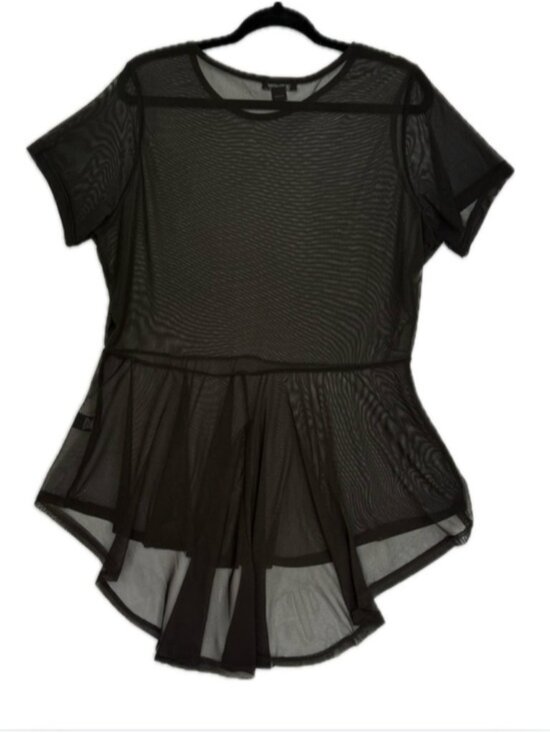 Tops - Sheer Black Mesh Peplum Top 2X